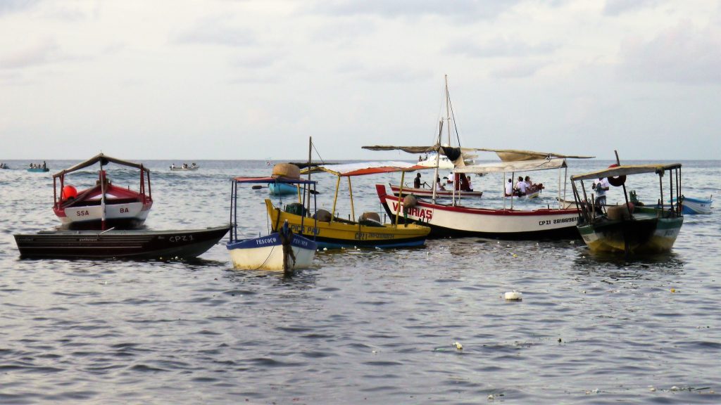 barcos, mar, Rio Vermelho, Salvador, Bahia, Yemanjá