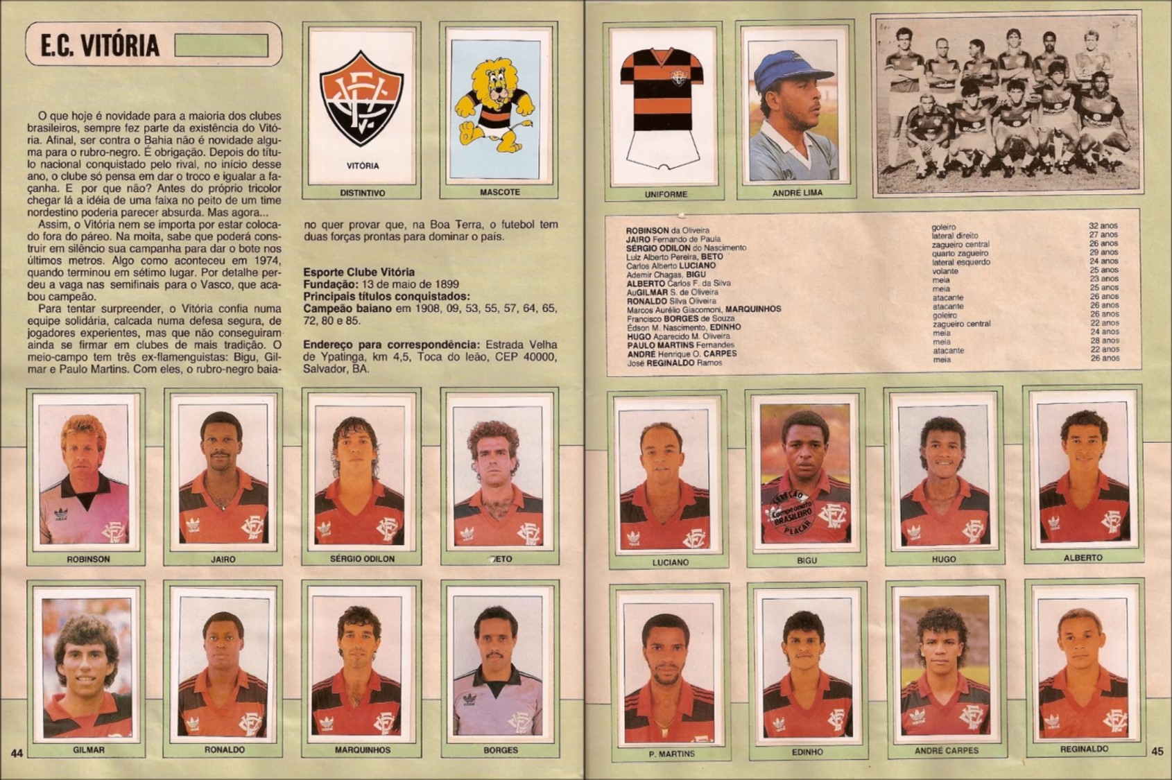 álbum, figurinhas, campeonato brasileiro, 1989, Vitória