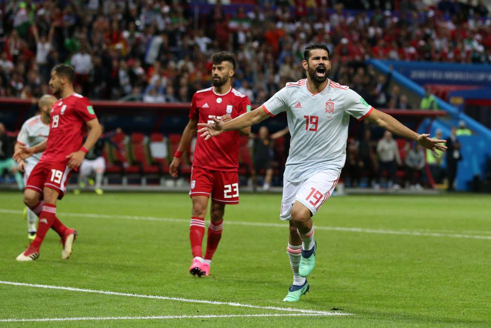Diego Costa, Espanha, Irã, Copa do Mundo, Rússia 2018, injustiça, gol, futebol, comemoração, gramado, estádio