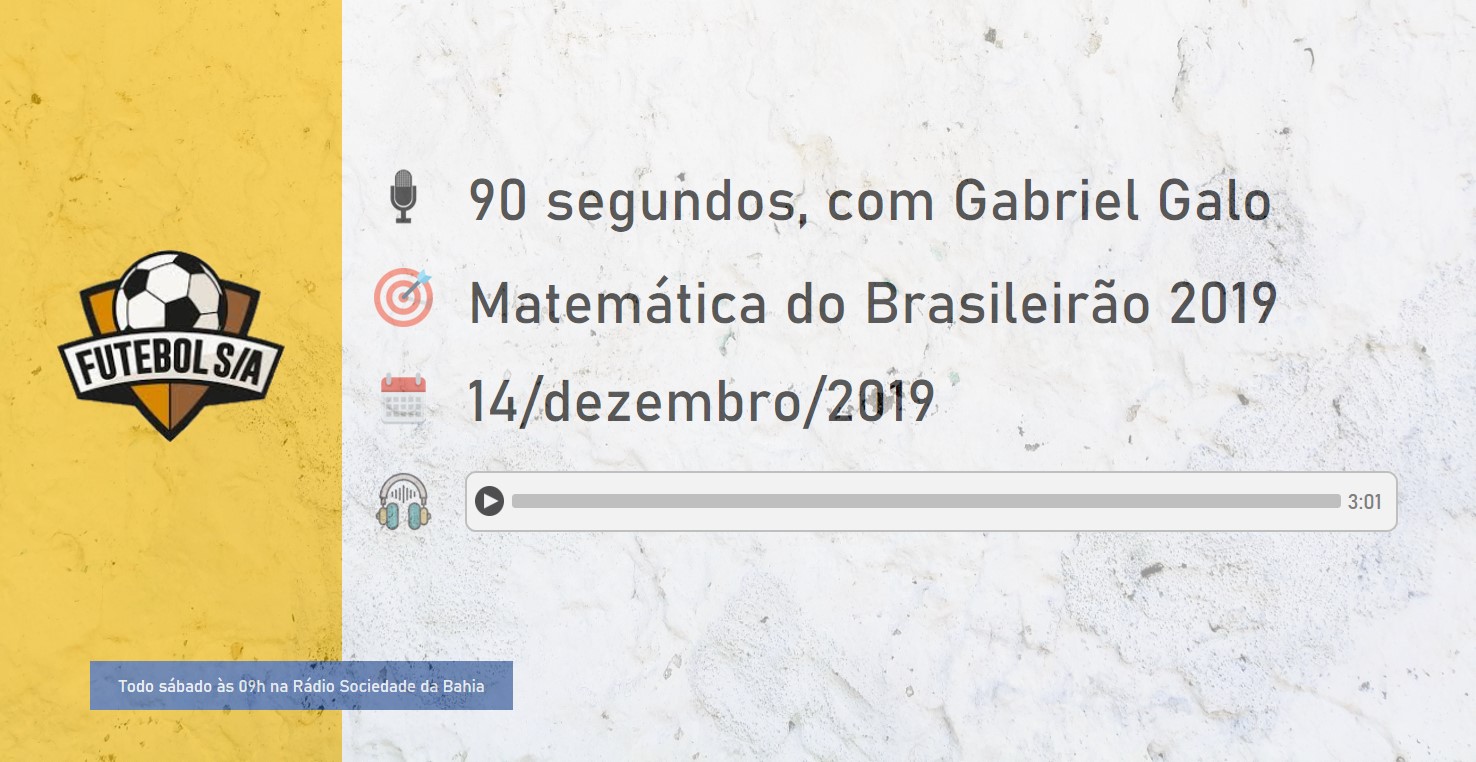 Futebol S/A, Futebol SA, futebol, Série A 2019, Brasileirão 2019,